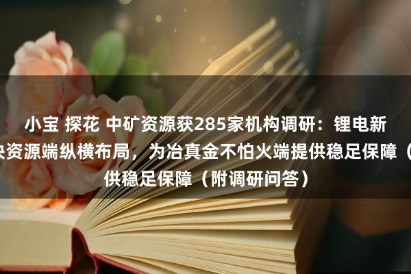 小宝 探花 中矿资源获285家机构调研：锂电新动力原料板块资源端纵横布局，为冶真金不怕火端提供稳足保障（附调研问答）