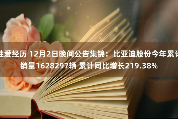 性爱经历 12月2日晚间公告集锦：比亚迪股份今年累计销量1628297辆 累计同比增长219.38%