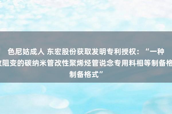色尼姑成人 东宏股份获取发明专利授权：“一种压致阻变的碳纳米管改性聚烯烃管说念专用料相等制备格式”